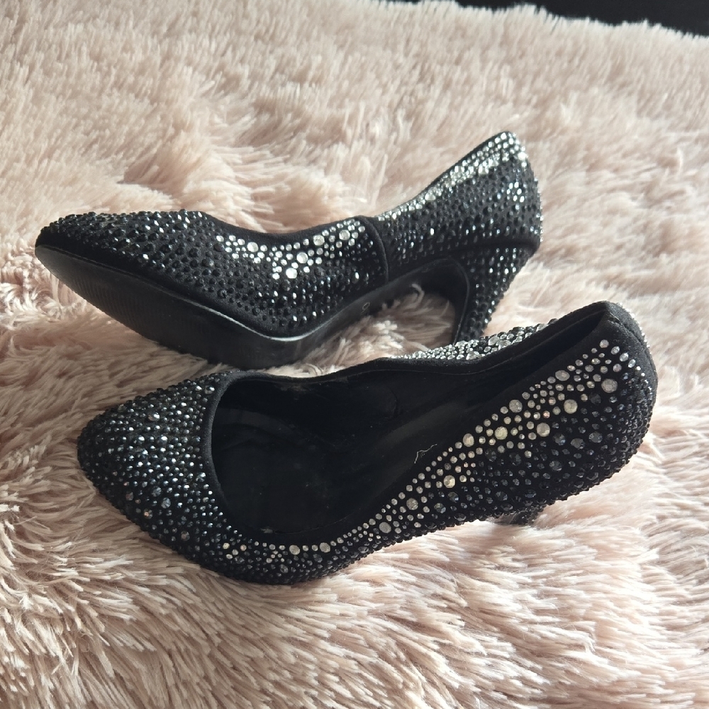 ALDO Crystal-Embellished Black Women's High Heel Pumps Size 8.5 - Picture 3 of 13